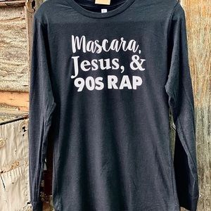 Mascara Jesus & 90’s rap black long sleeve t-shirt